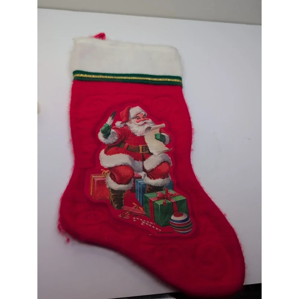 VINTAGE SANTAS BEST COTTON CHRISTMAS‎ STOCKING MULTICOLOR 14